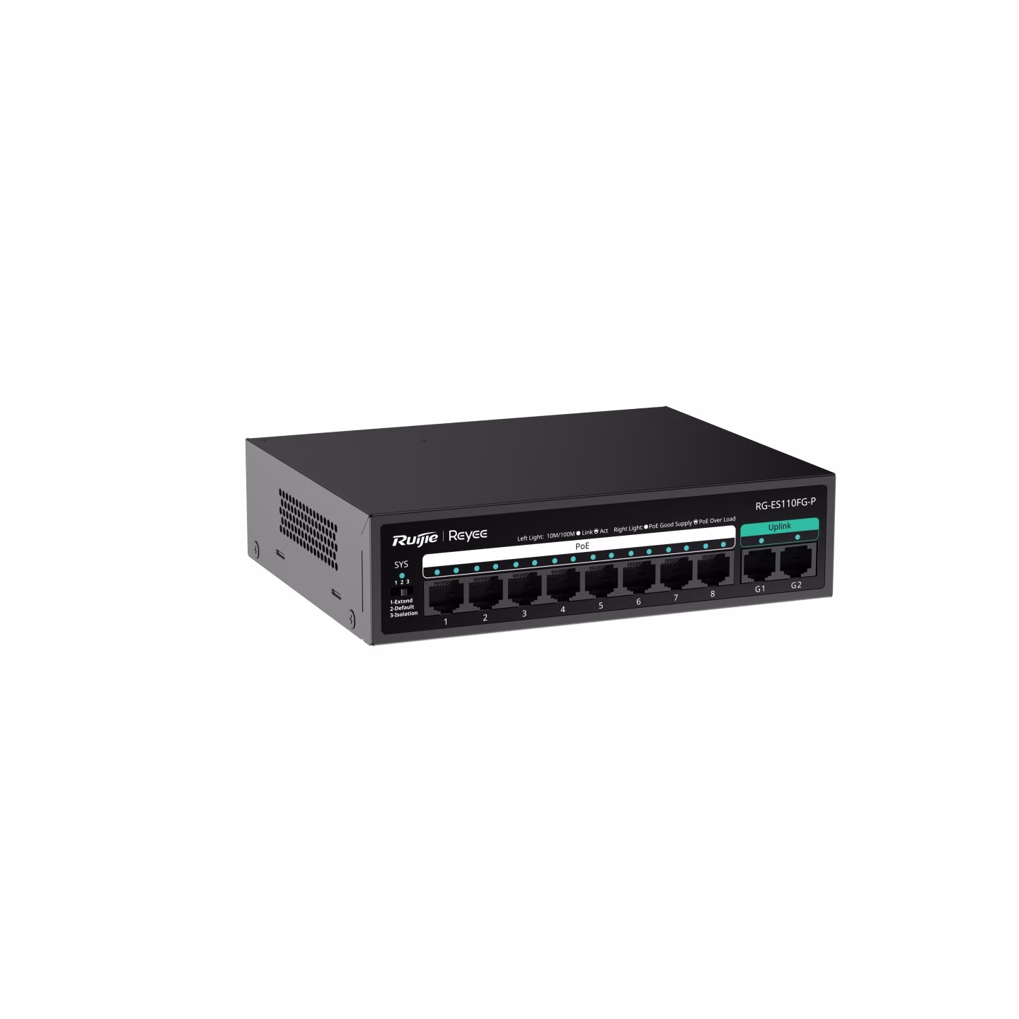 Ruijie Reyee RG-ES110FG-P, 8-Port 10/100 Mbps with 2-Port Gigabit Unmanaged PoE Switch - Image 2