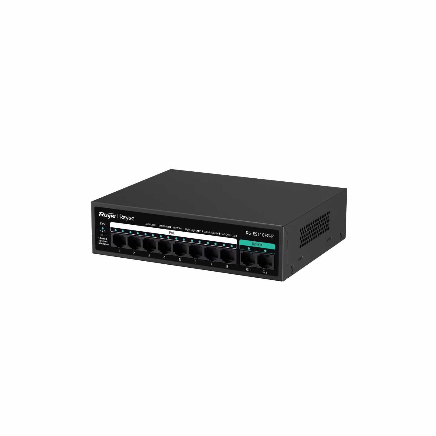 Ruijie Reyee RG-ES110FG-P, 8-Port 10/100 Mbps with 2-Port Gigabit Unmanaged PoE Switch - Image 3