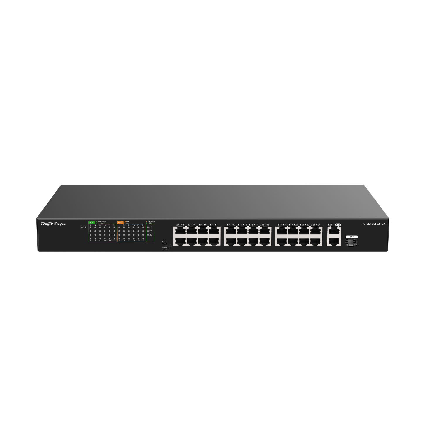 Ruijie Reyee RG-ES126FGS-LP, 24-Port 10/100 Mbps with 2-Port Gigabit Unmanaged PoE Switch - Image 4