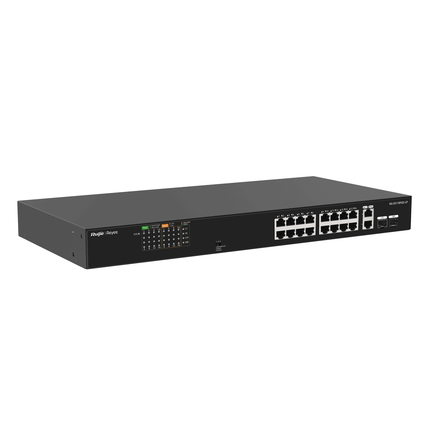 Ruijie Reyee RG-ES118FGS-LP, 16-Port 10/100 Mbps with 2-Port Gigabit Unmanaged PoE Switch - Image 4