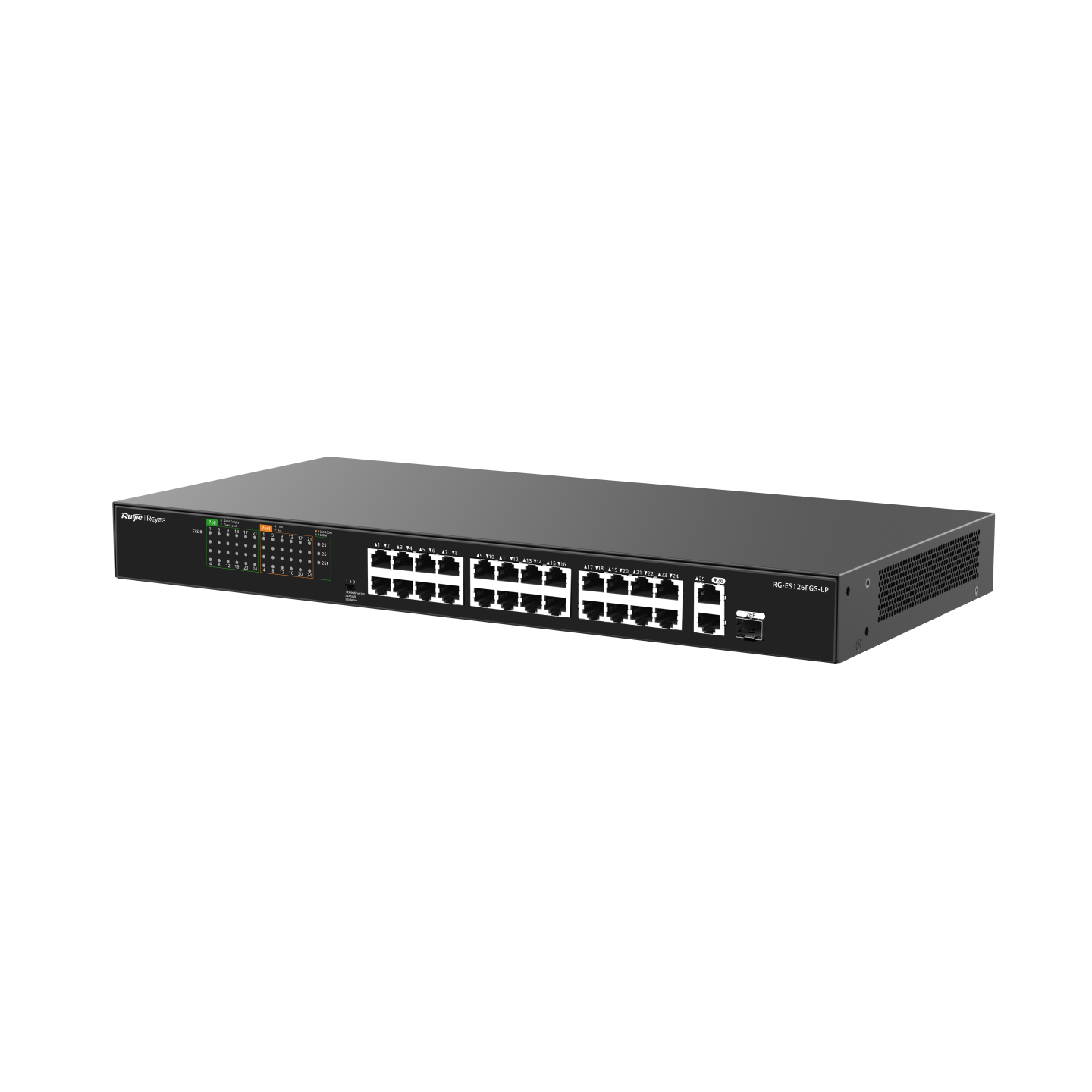 Ruijie Reyee RG-ES126FGS-LP, 24-Port 10/100 Mbps with 2-Port Gigabit Unmanaged PoE Switch - Image 2