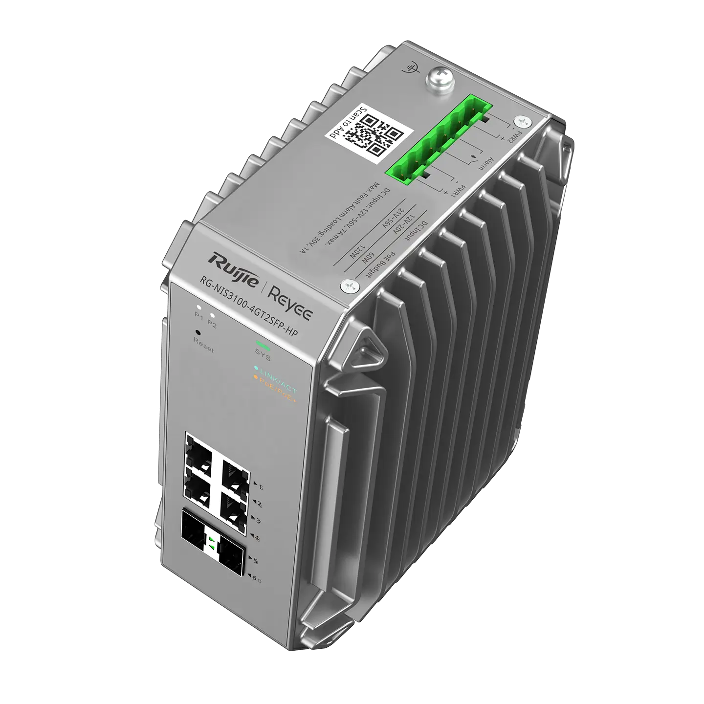 Ruijie Reyee RG-NIS3100-4GT2SFP-HP, 6-Port Gigabit Managed Industrial PoE+ Switch - Image 6